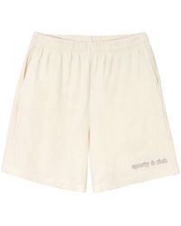 Sporty & Rich - Embroidered-Logo Cotton Shorts - Lyst