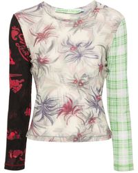 Chopova Lowena - Floral Plaid-print Mesh T-shirt - Lyst