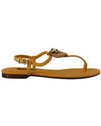 Dolce & Gabbana - Devotion Embellished Leather Sandals - Lyst