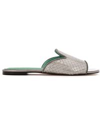 Blue Bird Shoes Patent Leather Woven Mules - Grey