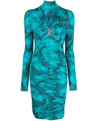 Roberto Cavalli - Midi-jurk Met Marmerprint - Lyst