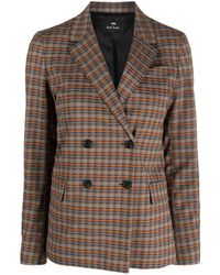 PS by Paul Smith - Checked Double-breasted Blazer - Lyst