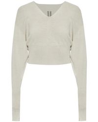 Rick Owens - Cropped V-Neck Sweater - Lyst
