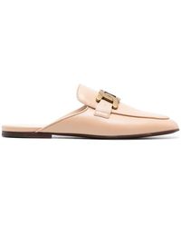 Tod's - Logo-plaque Leather Mules - Lyst