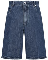 Fendi - Logo-Patch Denim Shorts - Lyst