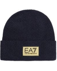 EA7 - Logo-Patch Beanie Hat - Lyst