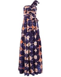 Ulla Johnson - Valeria Asymmetrische Maxi-Jurk Met Ruches - Lyst