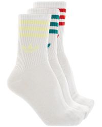 adidas - Logo-Embroidered Striped Socks Pack (Pack Of Three) - Lyst