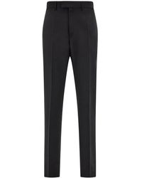 Ferragamo - Logo-Tag Cotton Straight-Leg Trousers - Lyst