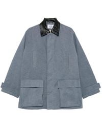LC23 - Contrasting-Collar Flap-Pocket Coat - Lyst