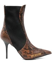 Love Moschino - 100Mm Leather Ankle Boots - Lyst