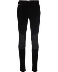 Philipp Plein - Leather-Inset High-Waist Skinny Jeans - Lyst
