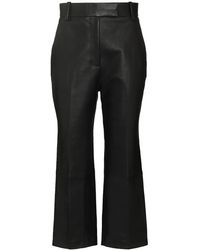 KHAITE - Melie Cropped Leather Trousers - Lyst