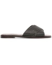 Brunello Cucinelli - Monili-Detail Crossover-Straps Slides - Lyst