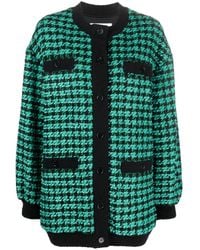 MSGM - Houndstooth-Pattern Tweed Cardi-Coat - Lyst