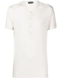 Tom Ford - Buttoned Ribbed-knit T-shirt - Lyst