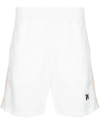 Palm Angels - Pa Monogram-Print Linen Track Shorts - Lyst