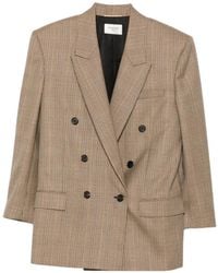 Saint Laurent - Check-Pattern Double-Breasted Blazer - Lyst