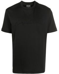 Giorgio Armani - T-Shirt mit Logo-Stickerei - Lyst