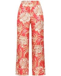 Maliparmi - Floral-Print Silk Trousers - Lyst