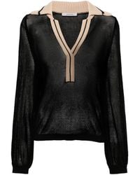 Dorothee Schumacher - Contrasting Collar Semi-sheer Knitted Blouse - Lyst