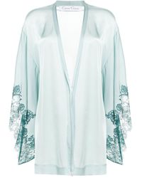 Carine Gilson - Lace-Trim Silk Robe - Lyst