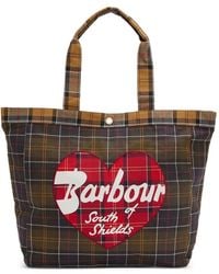Barbour - Large Tartan Heart-Patch Tote Bag - Lyst