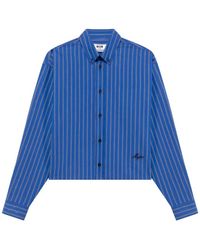 MSGM - Vertical-Stripe Cropped Shirt - Lyst