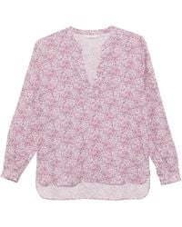 Xacus - Floral-Print Linen Blouse - Lyst