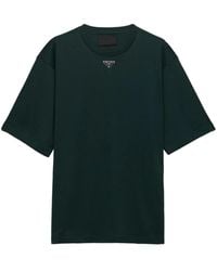 Prada - Triangle Logo Cotton T-Shirt - Lyst
