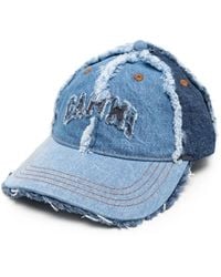 Ganni - Frayed Panelled Baseball Cap - Lyst