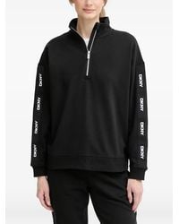 DKNY - Logo-Tape Quarter-Zip Sweatshirt - Lyst