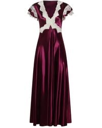 Alberta Ferretti - Lace-Trim Ruffled Maxi Dress - Lyst