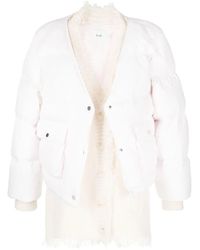 B+ AB - Layered Frayed Puffer Jacket - Lyst