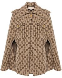 Gucci - GG-jacquard Wool Cape - Lyst