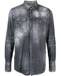 DSquared² - Classic Western Distressed Denim Shirt - Lyst