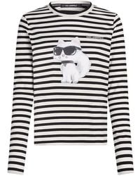 KARL LAGERFELD - Ikon Choupette Striped Top - Lyst