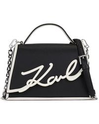 Karl Lagerfeld - Signatur Handtasche Aus Leder - Lyst