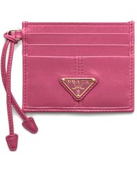 Prada - Logo-Plaque Leather Card Holder - Lyst