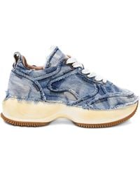 Hogan - Frayed Denim Platform Sneakers - Lyst