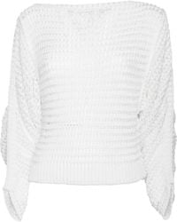 Alberta Ferretti - Round Neck Sweater With Textured Pattern - Lyst