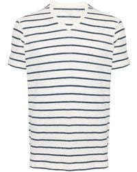 Majestic Filatures - Striped V-Neck T-Shirt - Lyst