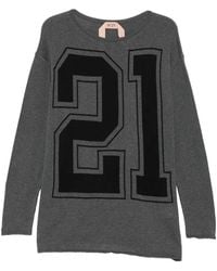 N°21 - Gebreide Mini-Jurk Met Logoprint - Lyst