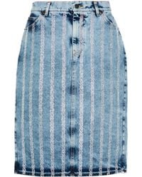 GIUSEPPE DI MORABITO - Rhinestone-Striped Midi Denim Skirt - Lyst