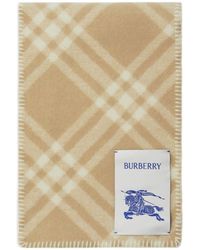 Burberry - Check Motif Wool Scarf - Lyst