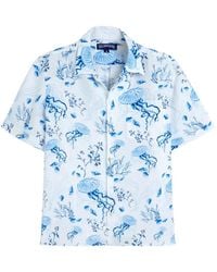 Vilebrequin - Camisa bowling de lino con estampado marino - Lyst