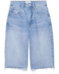 FRAME - Raw-edge Cotton Denim Shorts - Lyst