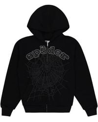 Sp5der - Og Web V2 Rhinestone Zip-Up Hoodie - Lyst