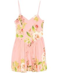 Hemant & Nandita - Lena Floral-Print Pleated Mini Dress - Lyst