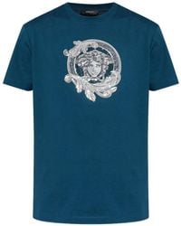 Versace - Embroidered Cotton Jersey Slim T-Shirt - Lyst